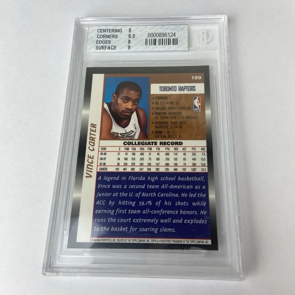 1998-99 Topps Vince Carter #199 Graded Beckett 8 READ